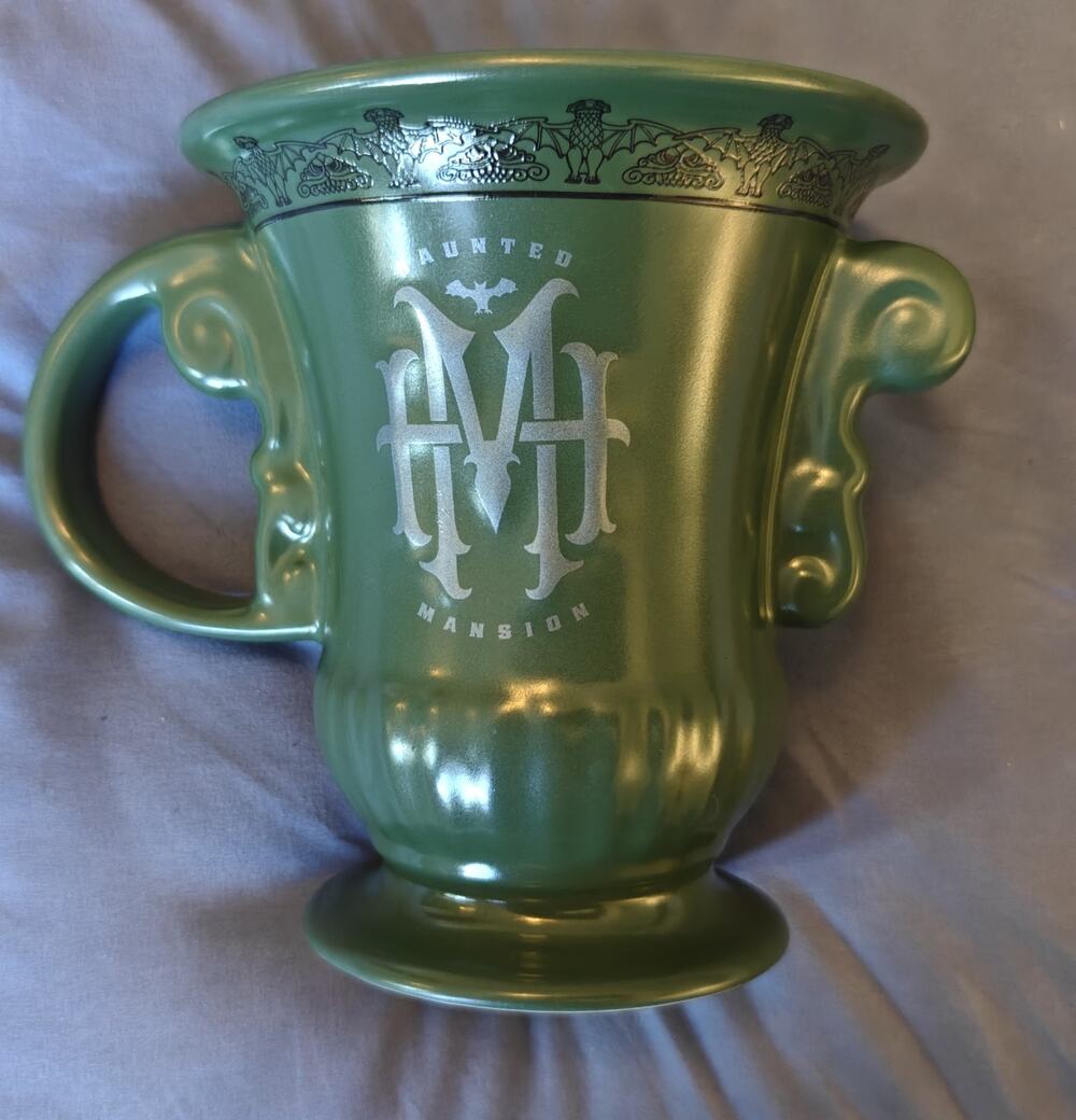 Disney Parks The Haunted Mansion Urn Shaped Mug Cup 12 Oz Attraction Logo Green
